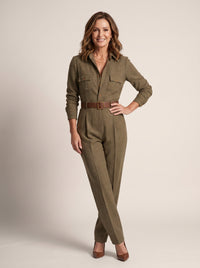 Olivia | Women's Wide Leg Long Sleeve Jumpsuit