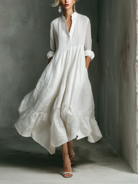 Amanda | Relaxed Linen Ruffled Maxi Dress