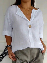 Amanda | Relaxed V-Neck Linen Blouse