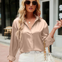 Anita | Satin Button Up Blouse with Collared Neckline