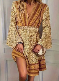 Anne | Boho V-Neck Bell Sleeve Mini Dress