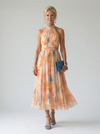 Anne | Floral Halter Midi Dress