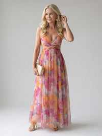 Anne | Floral Wrap Maxi Dress with Cutout Waist
