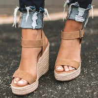 Barbara | Wedge Sandals with Woven Platform and Ankle Strap