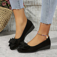 Beverley | Wedge Ballet Flats with Bow Detail