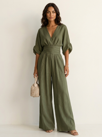 Bronwyn | Tailored Wide-Leg V-Neck Jumpsuit