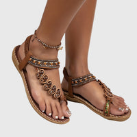 Carolyn | Beaded Floral Toe-Strap Sandals