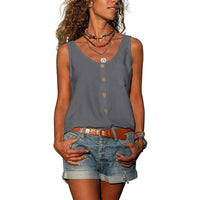 Cheryl | Button Front Tank Top With Chest Pocket