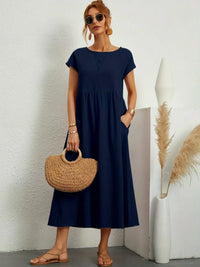 Cheryl | Casual White Cotton Midi Dress with Pockets