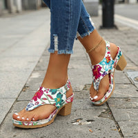 Christine | Floral Embroidered Block Heel Platform Sandals