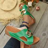 Colleen | Wedge Sandals with Metallic Accent