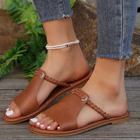 Coral | Braided Leather Flat Sandals
