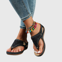 Coral | Wedge Sandals with Toe Ring and Cutout Detail