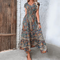 Deborah | Boho Paisley Smocked Waist Maxi Dress
