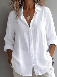 Deborah | Classic White Blouse with Collar and Long Sleeves