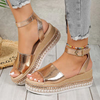 Denise | Platform Wedge Espadrille Sandals with Ankle Strap