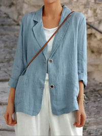 Denise | Relaxed Linen Blazer Jacket with Patch Pockets