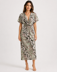 Denise | V-Neck Twist-Front Printed Maxi Dress
