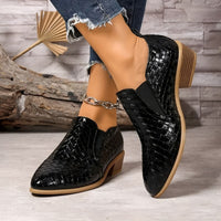 Diane | Croc-Embossed Block Heel Pointed Toe Loafer