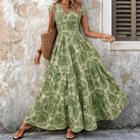 Dianne | Boho Smocked Waist Maxi Dress With Cap Sleeves