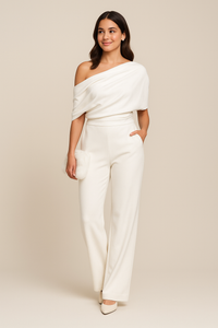 Elaine | One-Shoulder Tailored Wide-Leg Jumpsuit