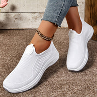 Elaine | Slip-On Knit White Trainers With Low Profile Sole