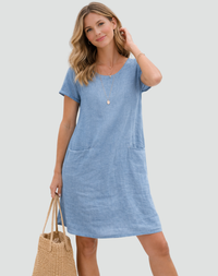 Faye | Linen T-Shirt Dress with Pockets