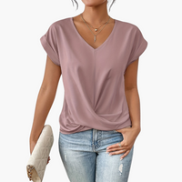 Faye | V-Neck Twist Front Top with Cap Sleeves