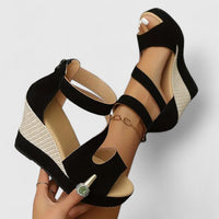 Faye | Woven Platform Wedge Sandals With Ankle Strap