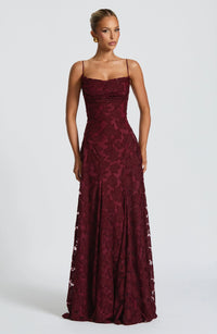 Fiona | Corset Maxi Dress With Floral Lace Overlay