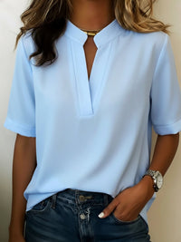 Fiona | Split V-Neck Short Sleeve Blouse