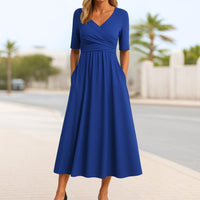 Fiona | V-Neck Wrap A-Line Midi Dress