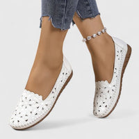 Gail | Perforated Floral Cutout Slip-On Flats