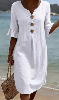 Gaye | Linen Button Front Midi Dress