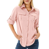 Glenda | Relaxed Roll-Up Sleeve Shirt with Zip Pockets