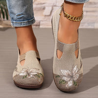 Jacqueline | Floral Embroidered Mesh Flats