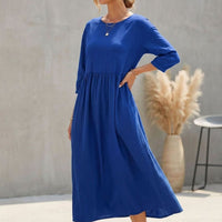 Jacqueline | Linen Empire Waist Maxi Dress with 3/4 Sleeves