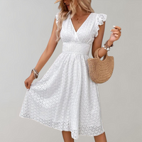 Janet | V-Neck Ruffle Sleeve Midi Dress