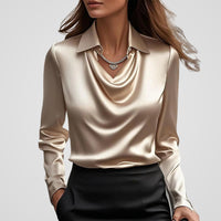 Jennifer | Draped Cowl Neck Satin Blouse