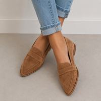Jennifer | Pointed Toe Suede Penny Loafers