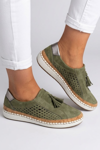 Jennifer | Suede Tassel Slip-On Sneakers