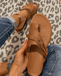 Jennifer | Toe Loop Flat Sandals with Buckle Strap