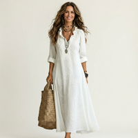 Joan | Boho Embroidered Linen Maxi Dress