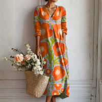 Joan | Floral Print V-Neck Long Sleeve Maxi Dress