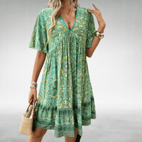 Jodie | Boho Paisley V-Neck Swing Dress