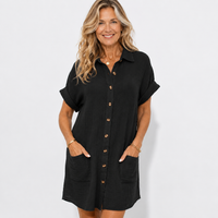 Jodie | Relaxed Cotton Button-Front Mini Shirt Dress