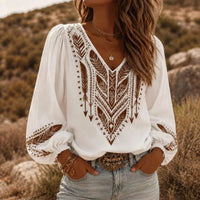 Judith | Embroidered V-Neck Boho Blouse