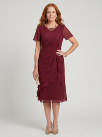 Judith | Ruffle Hem Twist Waist Midi Dress