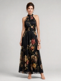 Judy | Floral Halter Neck Maxi Dress