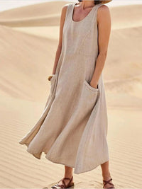 Judy | Sleeveless Linen Maxi Dress With Pockets